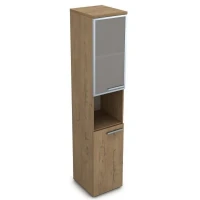 Gloss 9ППД.005.20 (Teakwood) Пенал высокий со стеклом и нишей, правый