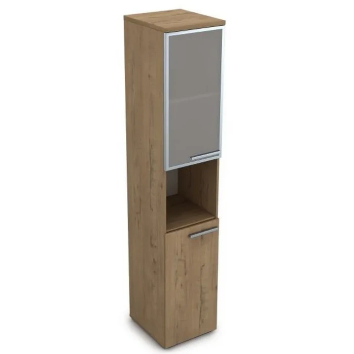 Шкаф в офис 9ППД.005.20 в отделке Teakwood, 400х450х2045 мм
