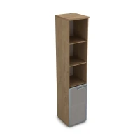 Gloss 9ППД.005.21 (Teakwood) Пенал высокий со стеклом и открытыми полками, правый