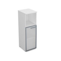 Gloss 9ПП.017.5 (Белый премиум) Пенал средний со стеклом и нишей, правый