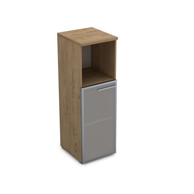 Gloss 9ПП.017.5 (Teakwood) Пенал средний со стеклом и нишей, правый