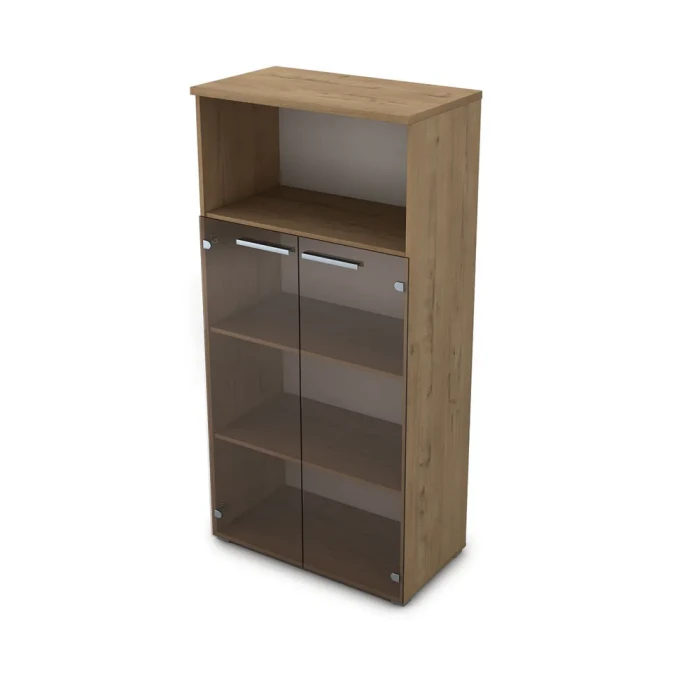 Шкаф для бумаг 9ШД.004.5 в отделке Teakwood, 800х450х1645 мм