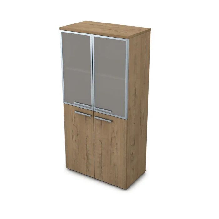Офисный шкаф 9ШД.004.8 в отделке Teakwood, 800х450х1645 мм