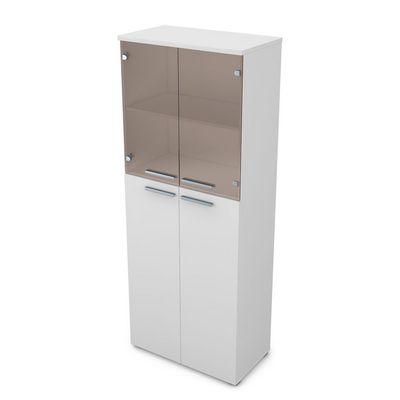 Gloss 9ШД.005.11 (Белый премиум) Шкаф высокий со стеклом