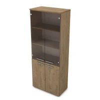 Gloss 9Ш.005.12 (Teakwood) Шкаф высокий со стеклом