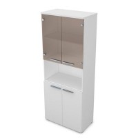Gloss 9Ш.005.13 (Белый премиум) Шкаф высокий со стеклом и нишей