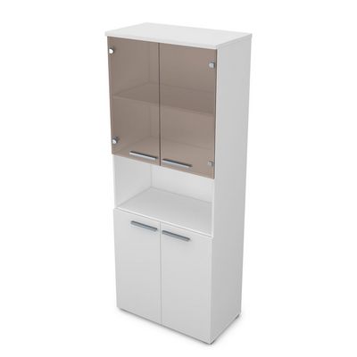 Gloss 9ШД.005.13 (Белый премиум) Шкаф высокий со стеклом и нишей