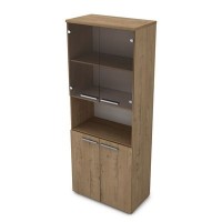 Gloss 9Ш.005.13 (Teakwood) Шкаф высокий со стеклом и нишей