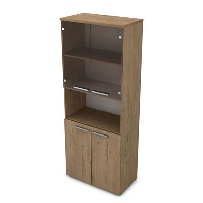 Gloss 9Ш.005.13 (Teakwood) Шкаф высокий со стеклом и нишей
