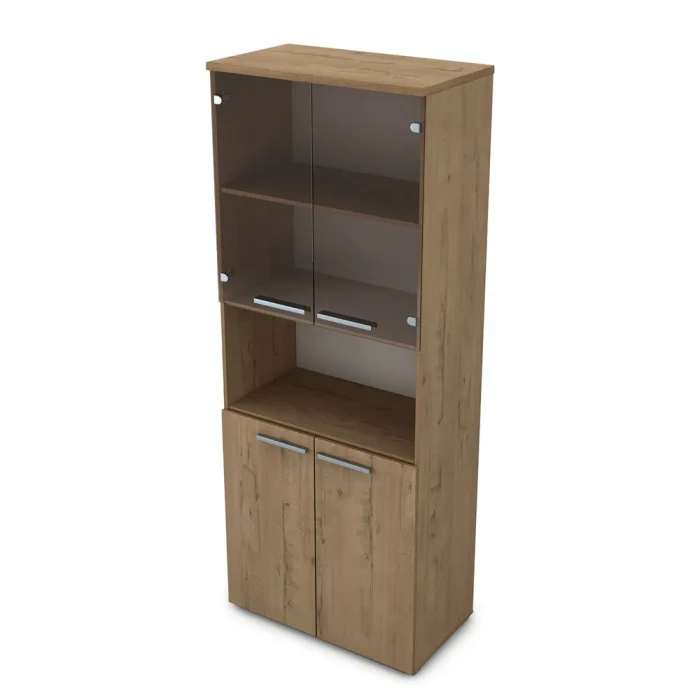 Шкаф для бумаг 9ШД.005.13 в отделке Teakwood, 800х450х2045 мм