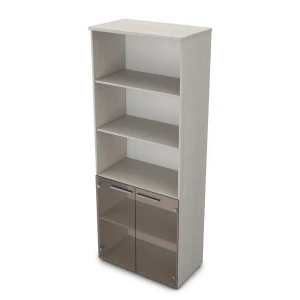 Gloss 9Ш.005.14 (Ivory) Шкаф высокий со стеклом и открытыми полками