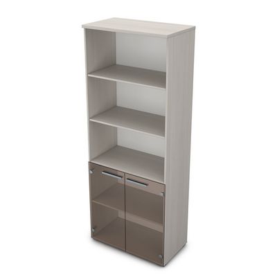 Gloss 9ШД.005.14 (Ivory) Шкаф высокий со стеклом и открытыми полками