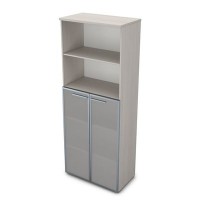 Gloss 9Ш.005.15 (Ivory) Шкаф высокий со стеклом и открытой полкой