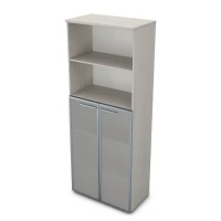Gloss 9Ш.005.15 (Ivory) Шкаф высокий со стеклом и открытой полкой