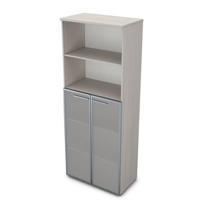 Gloss 9Ш.005.15 (Ivory) Шкаф высокий со стеклом и открытой полкой