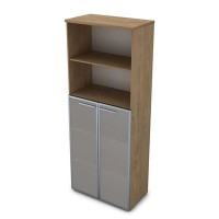 Gloss 9Ш.005.15 (Teakwood) Шкаф высокий со стеклом и открытой полкой