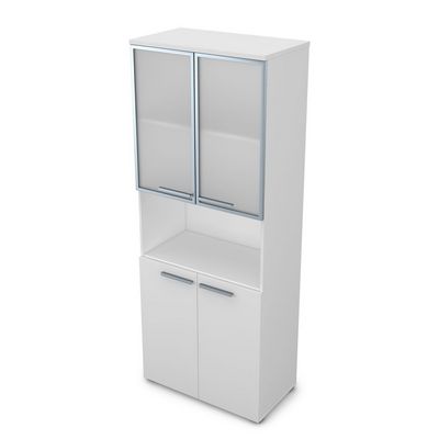 Gloss 9ШД.005.20 (Белый премиум) Шкаф высокий со стеклом и нишей
