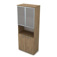 Gloss 9ШД.005.20 (Teakwood) Шкаф высокий со стеклом и нишей