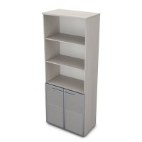 Gloss 9Ш.005.21 (Ivory) Шкаф высокий со стеклом и открытыми полками