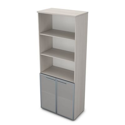 Gloss 9ШД.005.21 (Ivory) Шкаф высокий со стеклом и открытыми полками