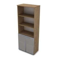 Gloss 9ШД.005.21 (Teakwood) Шкаф высокий со стеклом и открытыми полками