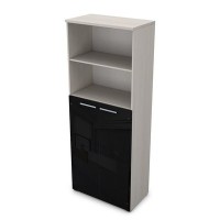 Gloss 9Ш.005.22 (Ivory) Шкаф высокий со стеклом и открытой полкой