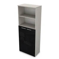 Gloss 9ШД.005.22 (Ivory) Шкаф высокий со стеклом и открытой полкой