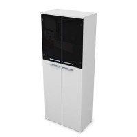 Gloss 9Ш.005.25 (Белый премиум) Шкаф высокий со стеклом