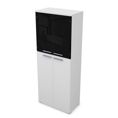 Gloss 9ШД.005.25 (Белый премиум) Шкаф высокий со стеклом