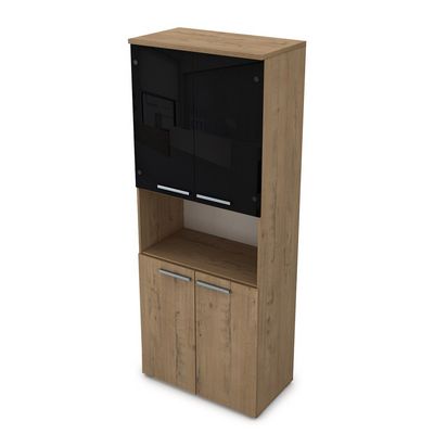 Gloss 9Ш.005.27 (Teakwood) Шкаф высокий со стеклом и нишей