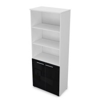 Gloss 9Ш.005.28 (Белый премиум) Шкаф высокий со стеклом и открытыми полками