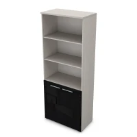 Gloss 9ШД.005.28 (Ivory) Шкаф высокий со стеклом и открытыми полками
