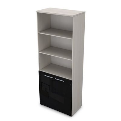 Gloss 9Ш.005.28 (Ivory) Шкаф высокий со стеклом и открытыми полками