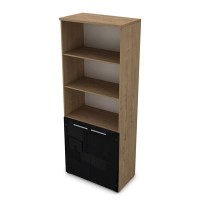 Gloss 9Ш.005.28 (Teakwood) Шкаф высокий со стеклом и открытыми полками