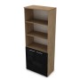 Gloss 9Ш.005.28 (Teakwood) Шкаф высокий со стеклом и открытыми полками