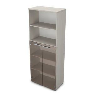 Gloss 9Ш.005.8 (Ivory) Шкаф высокий со стеклом и открытой полкой