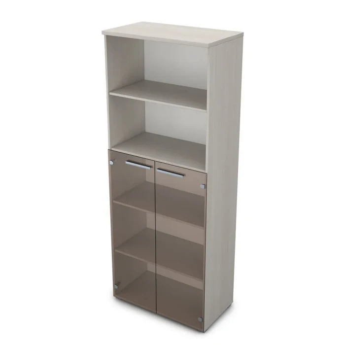 Шкаф в офис 9Ш.005.8 в отделке Ivory, 800х450х2045 мм