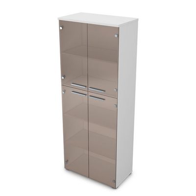 Gloss 9Ш.005.9 (Белый премиум) Шкаф высокий со стеклом