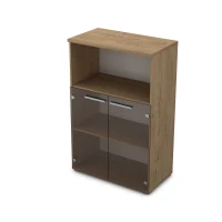 Gloss 9ШД.017.4 (Teakwood) Шкаф средний со стеклом и нишей