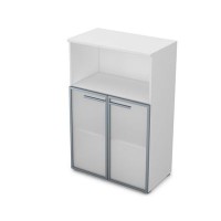 Gloss 9Ш.017.5 (Белый премиум) Шкаф средний со стеклом и нишей