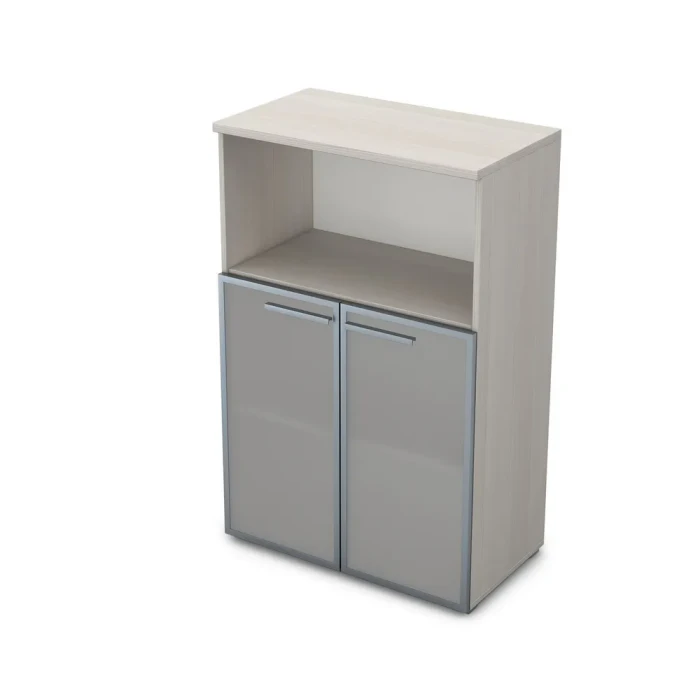 Офисный шкаф 9ШД.017.5 в отделке Ivory, 800х450х1245 мм