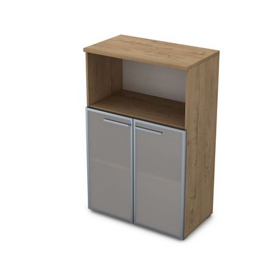 Gloss 9Ш.017.5 (Teakwood) Шкаф средний со стеклом и нишей