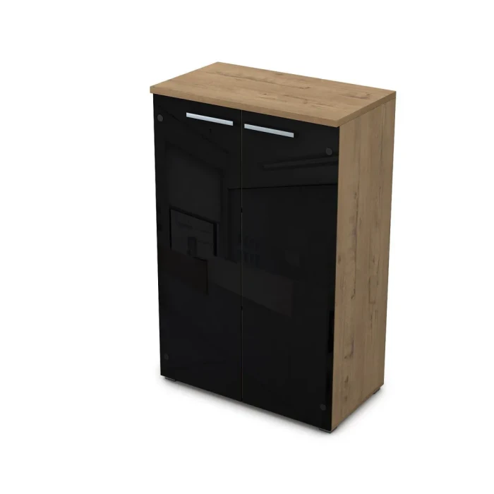 Офисный шкаф 9Ш.017.7 в отделке Teakwood, 800х450х1245 мм