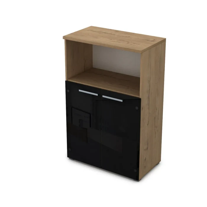 Шкаф для бумаг 9ШД.017.8 в отделке Teakwood, 800х450х1245 мм