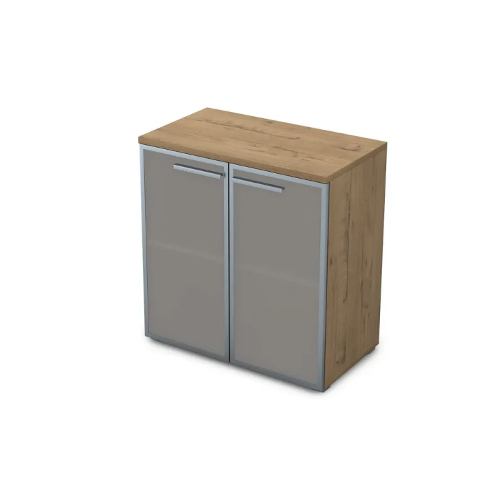 Офисный шкаф 9Ш.023.3 в отделке Teakwood, 800х450х845 мм