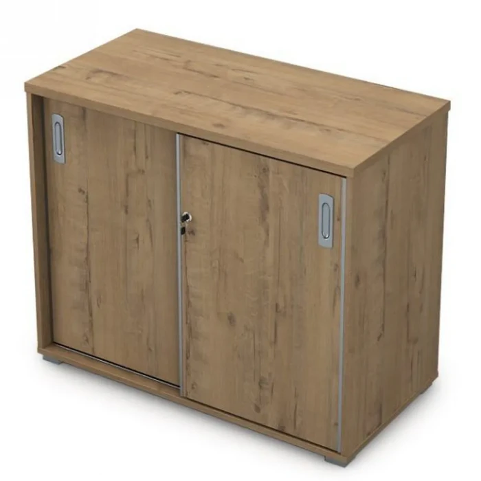 Шкаф в офис 9ШКЗ.003 в отделке Teakwood, 900х450х750 мм