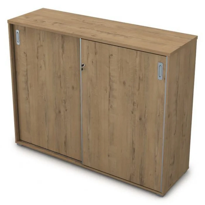 Офисный шкаф 9ШКЗ.014 в отделке Teakwood, 1441х450х1150 мм