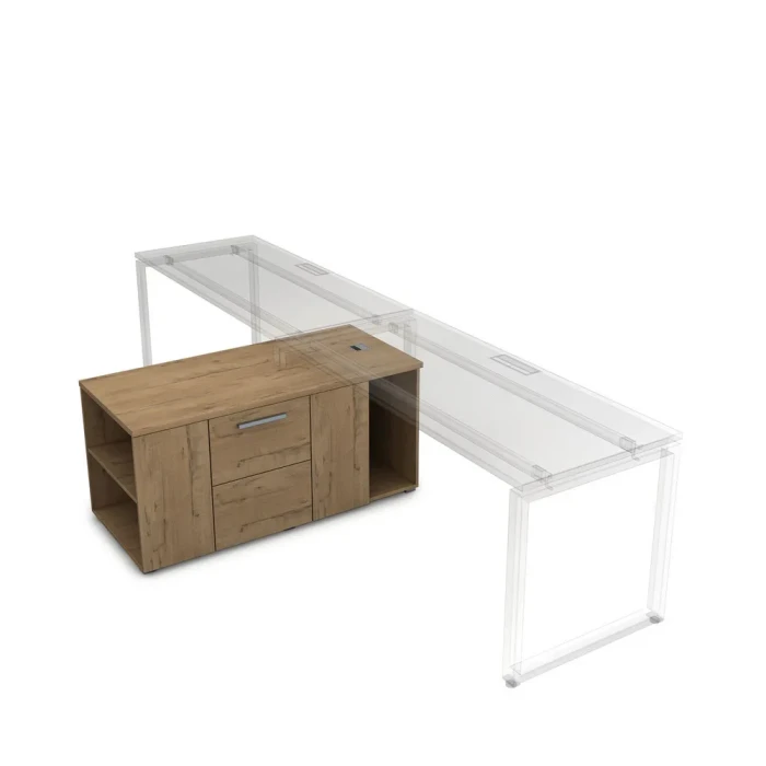 Тумба опорная 9Т.040 в отделке Teakwood, 1300х600х620 мм