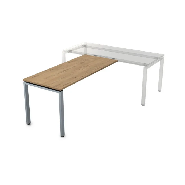 Брифинг-приставка к столу БП-П.004 в отделке Teakwood/Алюминий матовый, 1600х700х750 мм