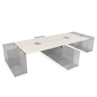 Gloss СБЧТ.974 (Ivory/черный) Стол системы БЕНЧ на 4 рабочих места, крепление к тумбам